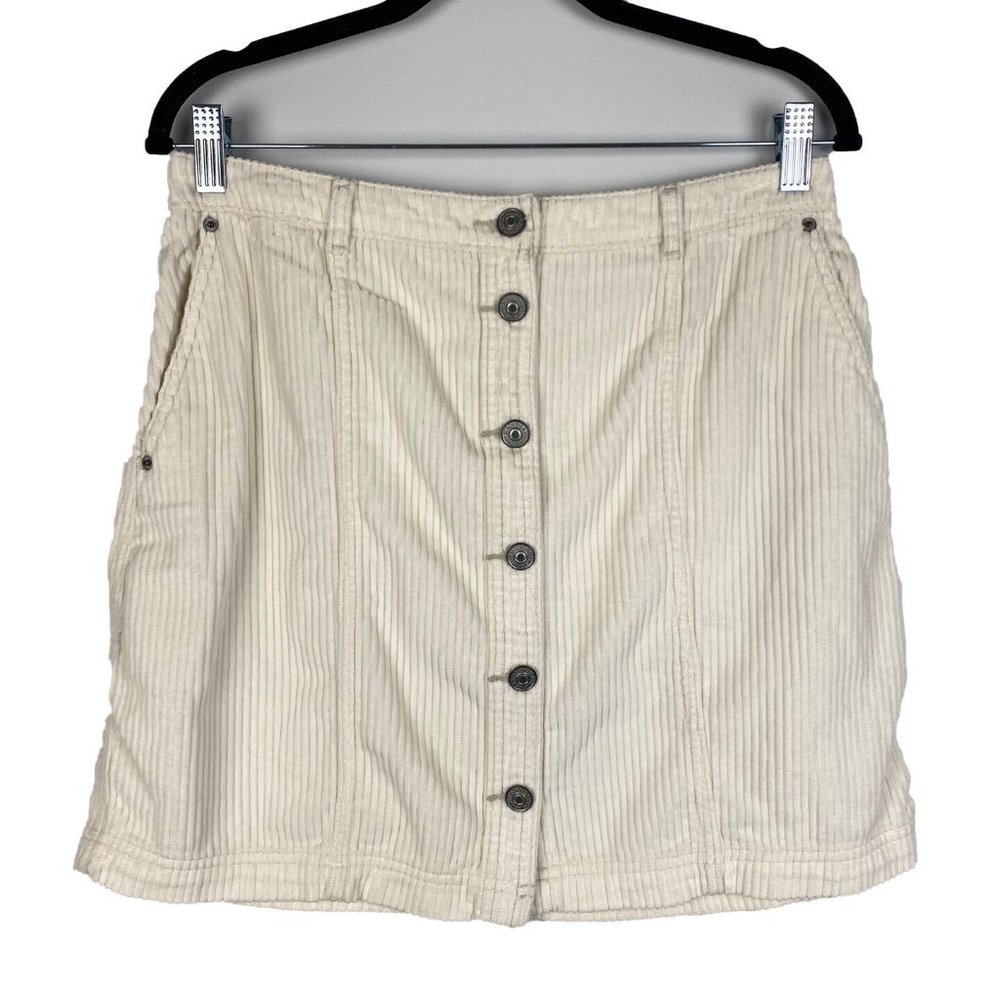 Abercrombie Women's Skirt Corduroy Button Front Ivory Size Medium